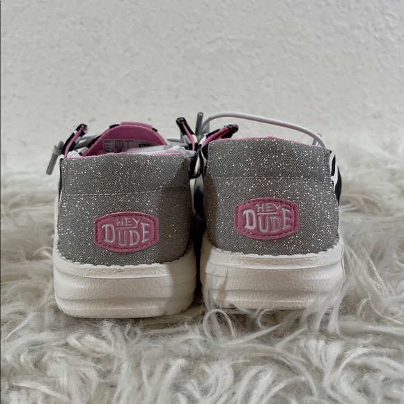 HEY DUDE Wendy Youth Cowgirl Sparkle Black & White Slip On Shoes Size 13c NEW - Picture 6 of 16